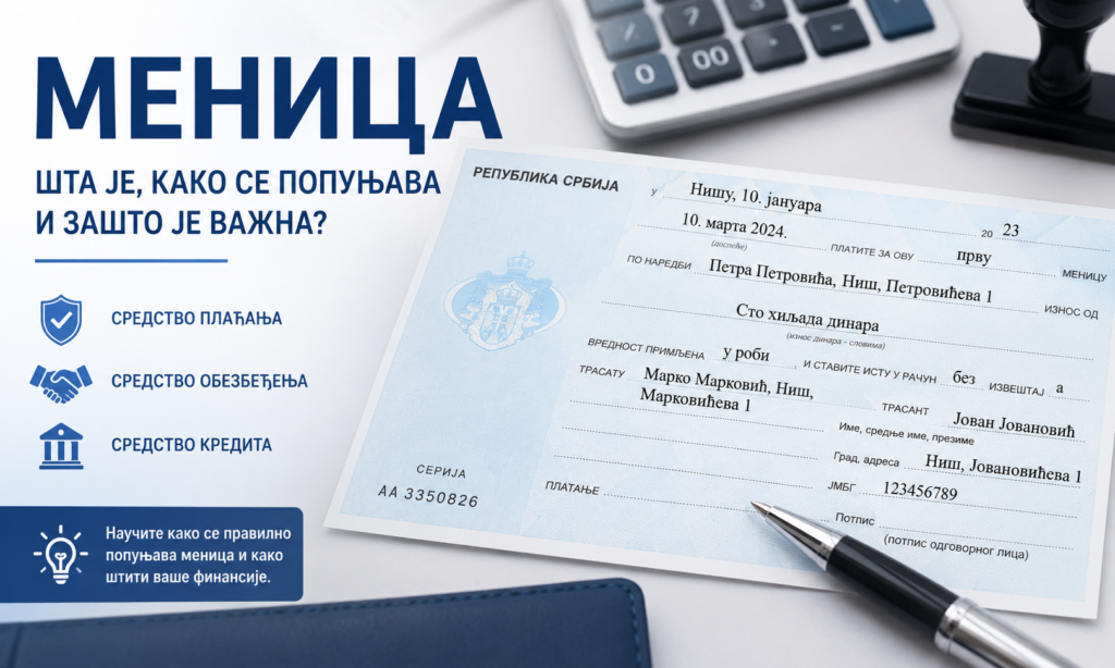 Меница – средство плаћања, кредита и обезбеђења