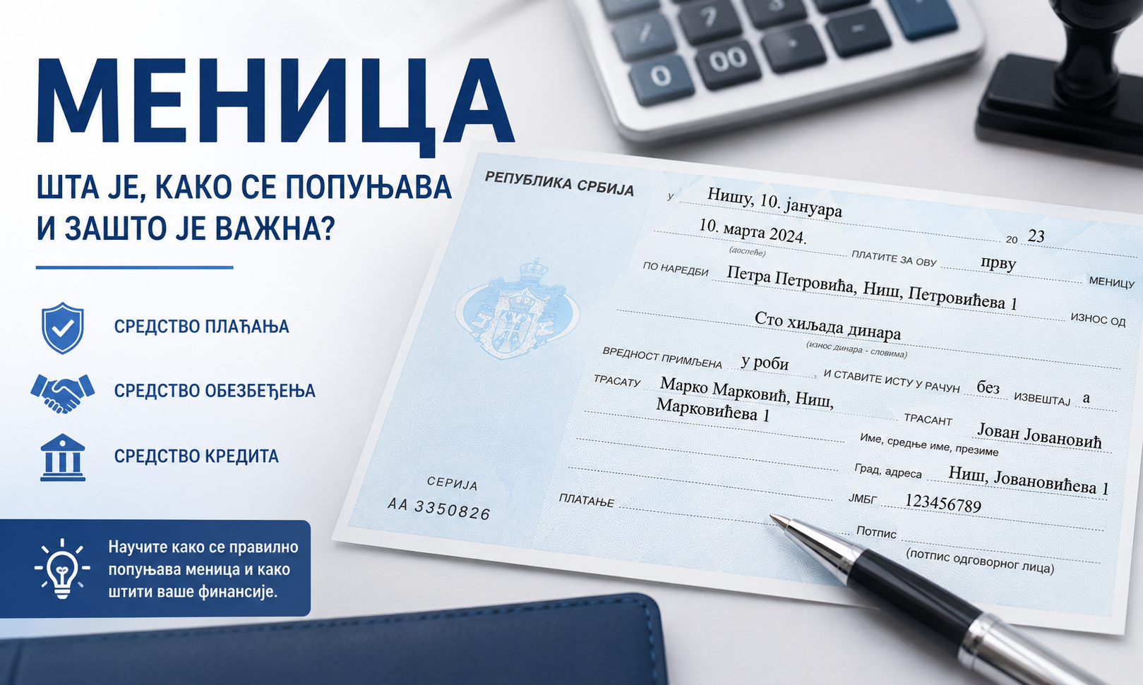 Menica – sredstvo plaćanja, kredita i obezbeđenja